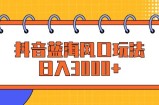 （12518期）抖音蓝海风口玩法，日入3000+