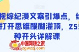 影视综纪漫文案引爆点，给你打开思维醍醐灌顶，255种开头详解课