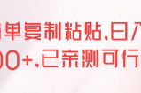 简单复制粘贴，日入500+，已亲测可行！【视频教程】