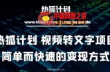热狐计划：视频转文字项目，快速的变现方式