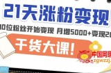 21天精准涨粉变现干货大课：从10位粉丝开始变现月增5000+变现20w+