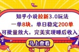 知乎小说拉新3.0玩法，一单8块，单日稳定200单，可批量放大，完美实现睡后收入!