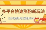 多平台快速涨粉最新玩法，2分钟制作，日涨粉800+【揭秘】