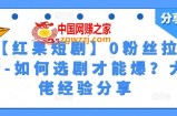 【红果短剧】0粉丝拉新-如何选剧才能爆？大佬经验分享