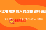 小红书需求最大的虚拟资料变现，无门槛，一天玩两小时入300+