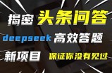 头条问答，刚出的新玩法！保证你没见过！用DeepSeek去高效答题，一个账
