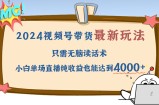 （12837期）2024视频号最新玩法，只需无脑读话术，小白单场直播纯收益也能达到4000+