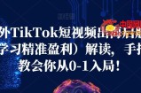 海外TikTok短视频出海启航营（学习精准盈利）解读，手把手教会你从0-1入局！