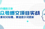 公众号爆文项目实战，AI创作爆款文章，起号素材对标赠(附赛道AI提示词