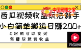 （7909期）西瓜视频收益游戏玩法，新手入门简易运送日赚200 0粉就能转现 有播放视频就会有盈利