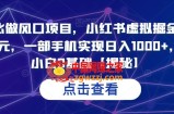7月必做风口项目，小红书虚拟掘金，一单50元，一部手机实现日入1000+，适合小白0基础【揭秘】
