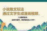 通过文字生成漫画视频，小说推文玩法，3.0最新版本， 全新AI操作，新手
