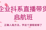 企业抖系直播带货启航班，正确入局方法，学这个课程就够了