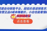 搭建自动销售平台，超低价渠道销售京东自营正品0成本赚差价，小白也能看懂的保姆级教程【揭秘】