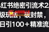 小红书绝密引流术2.0升级玩法，破封禁，轻松日引100+精准流量【揭秘】