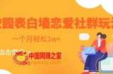 校园表白墙，恋爱社群玩法，一个月轻松1w+【揭秘】