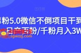 男粉5.0微信不倒项目干到老，日产百粉/千粉月入3W+【揭秘】