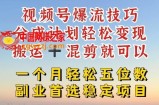 视频号爆流技巧，分成计划轻松变现，搬运 +混剪就可以，一个月轻松五位数稳定项目【揭秘】