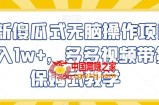 最新傻瓜式无脑操作项目月入1w+，多多视频带货保姆式教学【揭秘】