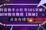 抖音快手小红书30S突破100W粉丝教程【揭秘】