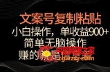 文案号掘金，简单复制粘贴，小白操作，单作品收益900+【揭秘】