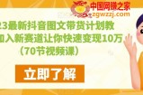 2023最新抖音图文带货计划教程，加入新赛道让你快速变现10万+（70节视频课）