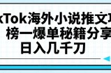 TikTok海外小说推文项目，榜一爆单秘籍分享，日入几千刀