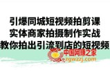 引爆同城短视频拍剪课，实体商家拍摄制作实战，教你拍出引流到店的短视频