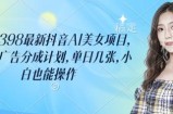 外面卖398最新抖音AI美女项目，撸抖音广告分成计划，单日几张，小白也能操作