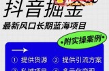 抖音掘金最新风口，长期蓝海项目，日入无上限（附实操案例）【揭秘】