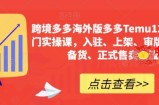 跨境多多海外版多多Temu12天快速入门实操课，入驻、上架、审版、核价、备货、正式售卖全流程