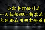 小红书打粉引流，一天轻松500+精准流量，大佬都在用的打粉教程