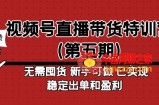 视频号直播带货特训营（第五期）无需囤货 新手可做 已实现稳定出单和盈利