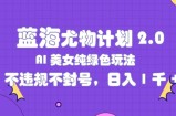 瀚海性感尤物方案2.0，AI漂亮美女绿色安全游戏玩法，不违规防封号，日入1k