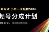 视频号分成计划，全网最暴力玩法，新手一天也能轻松5张+