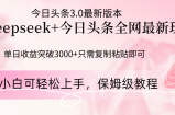 Deepseek结合今日头条全网最新玩法，单日收益突破3000+，只需要简单的