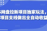 2025网盘拉新项目独家玩法，靠主项目支线做出全自动收益