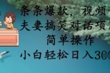 条条爆款，视频号夫妻搞笑对话项目，简单操作，小白轻松日入3张+