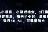 手机小项目，小游戏撸金，0门槛0投入操作简单，每天半小时，单机单号每日30-50，可批量放大