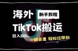 2024最新海外TikTok搬运玩法，一键去重轻松过原创，新手无经验也能日入1k【揭秘】