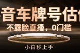 抖音车牌号估值，不露脸直播，0门槛，小白秒上手【揭秘】