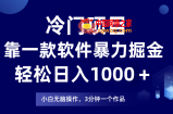 （7982期）蓝海项目靠一款软件，暴力行为掘金队日入1000＋，新手快速上手