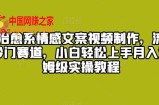 爆火治愈系情感文案视频制作，流量密码，冷门赛道，小白轻松上手月入过万保姆级实操教程【揭秘】