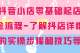 抖店零基础出单全过程-详尽学习培训抖音小店的实际操作步骤和技巧等