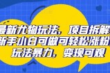 最新尤物玩法，项目拆解，新手小白可做可轻松涨粉，玩法暴力，变现可观