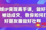 私域IP变现高手课，做好私域，被动成交，教你如何打造好朋友圈做好社群