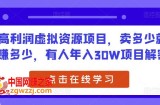 高利润虚拟资源项目，卖多少就赚多少，有人年入30W项目解密