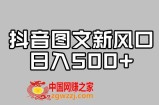 抖音图文最新风口，流量扶持非常高，日入500+【揭秘】