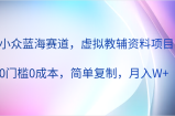 小众蓝海赛道，虚拟教辅资料项目，0门槛0成本，简单复制，月入W+