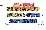 （7571期）拼多多平台虚拟店铺日引200 付钱自主创业粉实际操作实例教程